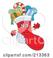 Poster, Art Print Of Candy Cane And Presents In A Happy Stocking