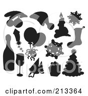 Poster, Art Print Of Digital Collage Of Silhouetted Christmas Items - 3