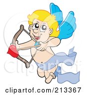Royalty Free RF Clipart Illustration Of A Blond Eros Cupid Shooting A Heart Arrow