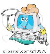 Royalty Free RF Clipart Illustration Of A PC Character Cowboy Swinging A Lasso by visekart
