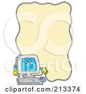 Poster, Art Print Of Pc Character With A Cable Border Around Yellow