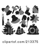 Poster, Art Print Of Digital Collage Of Silhouetted Christmas Items - 2