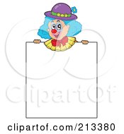 Royalty Free RF Clipart Illustration Of A Happy Clown Looking Over A Blank Sign