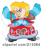 Poster, Art Print Of Blond Eros Cupid Driving A Car