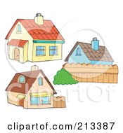 Royalty Free RF Clipart Illustration Of A Digital Collage Of Three Homes