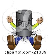 Poster, Art Print Of Man Lying Flat Crushed Into The Ground Under A Barrel Of Fuel