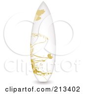 Royalty Free RF Clipart Illustration Of An Upright Surfboard With A Tan Floral Design