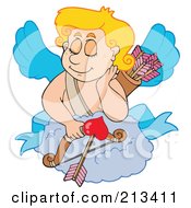 Poster, Art Print Of Blond Eros Cupid Daydreaming On A Cloud