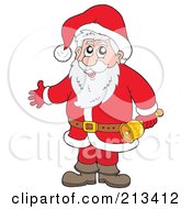 Poster, Art Print Of Cartoon Santa Holding A Bell