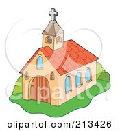 Royalty Free RF Clipart Illustration Of A European Styled Church With A Bell Tower by visekart