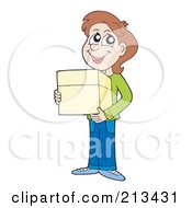 Poster, Art Print Of Brunette Boy Carrying A Parcel