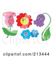 Royalty Free RF Clipart Illustration Of A Digital Collage Of Happy Flowers