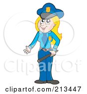 Poster, Art Print Of Female Police Officer Holding A Baton