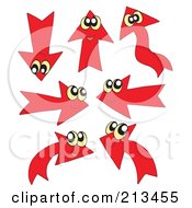 Royalty Free RF Clipart Illustration Of A Digital Collage Of Red Arrow Characters by visekart