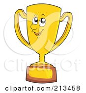 Royalty Free RF Clipart Illustration Of A Golden Trophy Cup Character by visekart