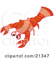 Clipart Illustration Of A Sad Little Lobster Awaiting His Fait Of Becoming Someones Seafood Meal by Paulo Resende