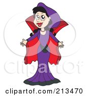 Female Vampire In A Red And Purple Dress