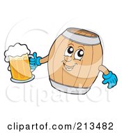 Royalty Free RF Clipart Illustration Of A Beer Barrel Holding A Mug