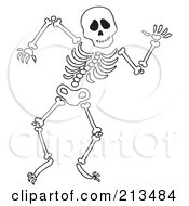 Poster, Art Print Of Outline Dancing Skeleton