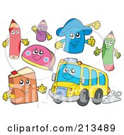 Royalty Free RF Clipart Illustration Of A Digital Collage Of School Characters