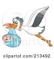 Poster, Art Print Of Stork With Goggles Carrying A Baby