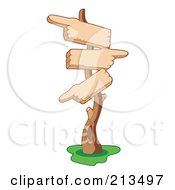 Royalty Free RF Clipart Illustration Of A Blank Wooden Sign Post