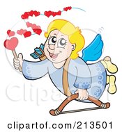 Poster, Art Print Of Blond Eros Cupid Using A Wand To Spread Love