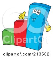 Poster, Art Print Of Happy Bar Graph Character Holding A Thumb Up