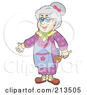 Poster, Art Print Of Happy Granny Holding A Spoon
