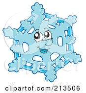 Royalty Free RF Clipart Illustration Of A Happy Blue Snowflake by visekart