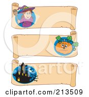 Poster, Art Print Of Digital Collage Of Three Halloween Parchment Banners - 5