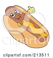 Royalty Free RF Clipart Illustration Of A Happy Hot Dog With Mustard