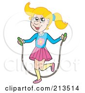 Blond Girl Using A Jump Rope