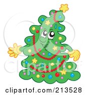 Poster, Art Print Of Happy Trimmed Christmas Tree