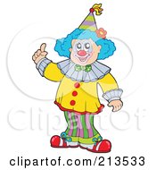 Royalty Free RF Clipart Illustration Of A Cartoon Clown Holding Up A Finger