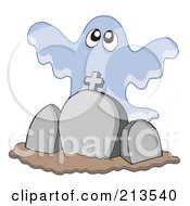 Poster, Art Print Of Group Of Ghosts Over Headstones