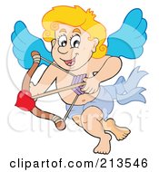 Royalty Free RF Clipart Illustration Of A Blond Eros Cupid Aiming An Arrow