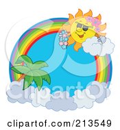Poster, Art Print Of Rainbow And Cloud Circle With A Hawaiian Summer Time Sun
