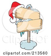 Royalty Free RF Clipart Illustration Of A Santa Hat On Icy Signs