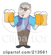 Friendly Man Holding Four Beers