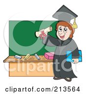 Poster, Art Print Of Graduate And Diploma By A Chalk Board