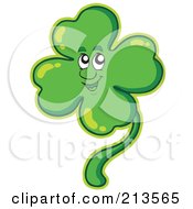 Royalty Free RF Clipart Illustration Of A Happy Green Shamrock by visekart