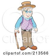 Poster, Art Print Of Senior Man Holding A Cane