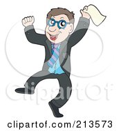 Royalty Free RF Clipart Illustration Of A Happy Business Man Jumping With A Document by visekart