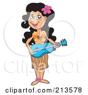 Royalty Free RF Clipart Illustration Of A Female Hawaiian Musician Holding A Guitar by visekart