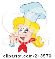 Royalty Free RF Clipart Illustration Of A Blond Female Chef Wearing A Hat And Gesturing