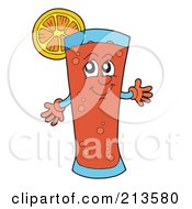 Royalty Free RF Clipart Illustration Of A Slice Of Orange On A Glass Of Iced Tea