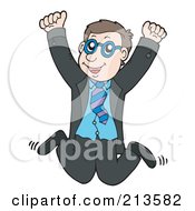 Royalty Free RF Clipart Illustration Of A Happy Business Man Jumping by visekart
