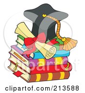 Poster, Art Print Of Graduation Cap And Diploma On Books