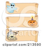 Poster, Art Print Of Digital Collage Of Three Halloween Parchment Banners - 1